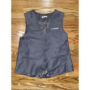 H2H Mens 4-Button Suit Vest Dark Gray Premium Business Formal Size M